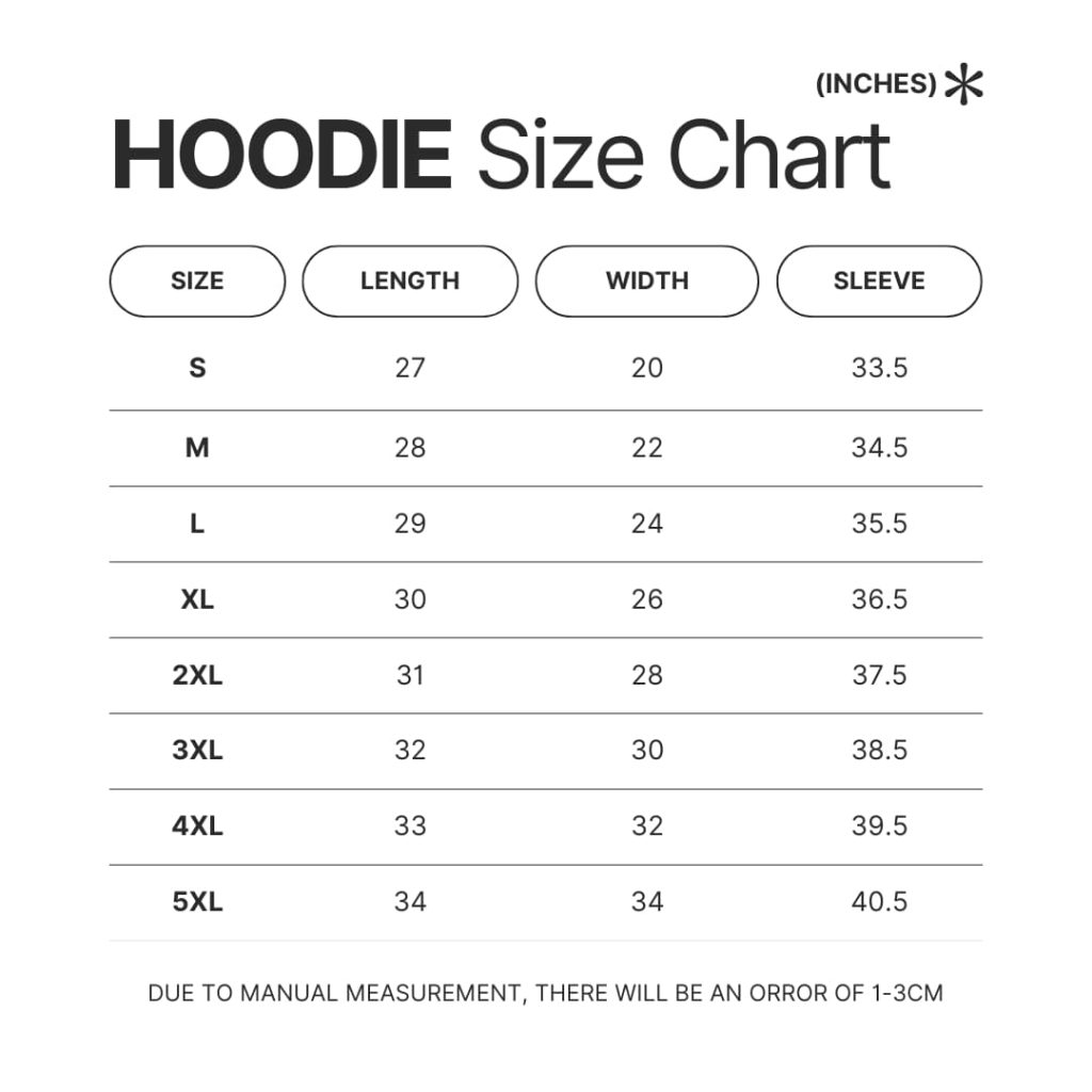 Hoodie Size Chart - Rainbow Six Siege Merch