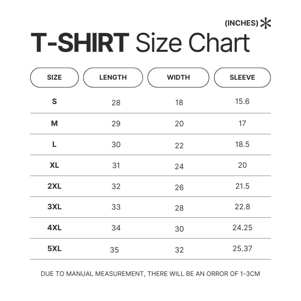 T shirt Size Chart - Rainbow Six Siege Merch