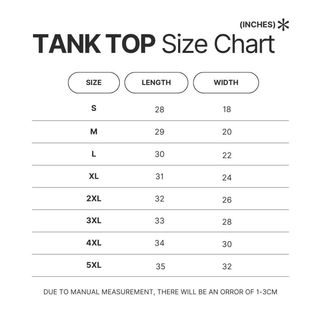 Tank Top Size Chart - Rainbow Six Siege Merch