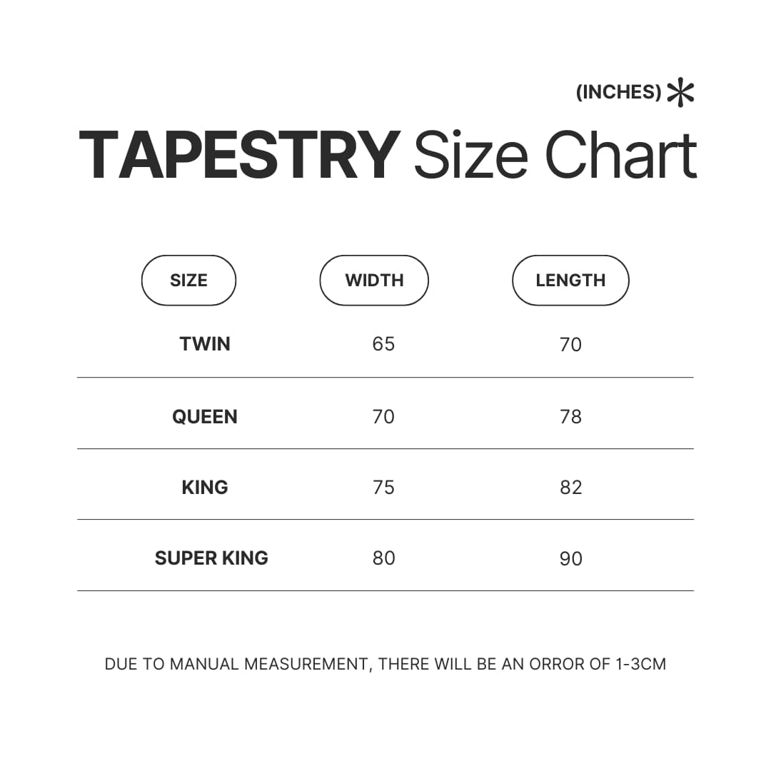 Tapestry Size Chart - Rainbow Six Siege Merch